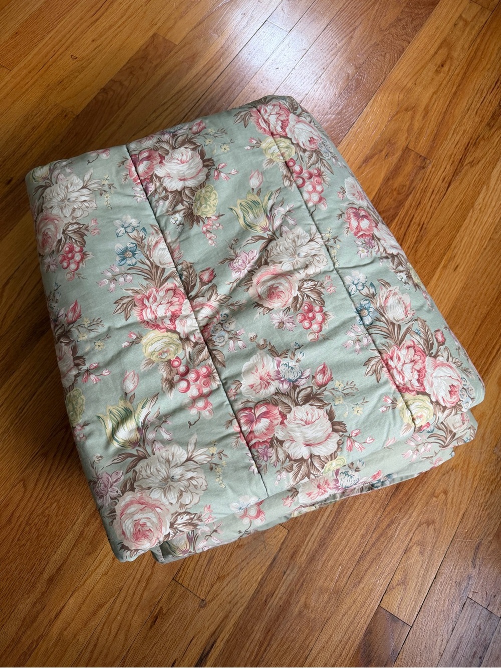 Ralph Lauren Vintage Charlotte IV Floral Twin Comforter Sage Pink Roses Cottage
